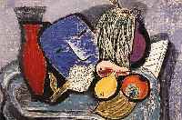 HEHMANN, HEINZ, 1907 KOBLENZ-1950, STILLEBEN MIT MASKE UND FRüCHTEN, WACHSKREIDE AUF PAPIER, SIGNIERT UND DAT. 1927, U.GL., R.