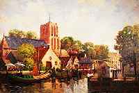 VAN DER BEER, GASTON, 1890-1953, STADTANSICHT MIT HAFEN, ÖL/LWD, LI. U. SIGN., ZWEI KL. RESTAURATIONEN, CA. 70 X 100 CM, R.