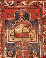 KAZAK,RUSSLAND CA.106 X 106 CM. EHZ.4-5 WOLLE-WOLLE UM 1900.