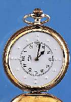 ARSA BLINDENTASCHENUHR SAVONETTE, SCHWEIZ UM 1968, METALL VERG., SCHARNIER VERZ., EMAIL-FARB. BLATT M. TASTSYMB. U. VERST. ZEIGERN, RUNDANKERW., ...