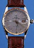 TUDOR HERRENARMBANDUHR OYSTER DATE, REF.-NR.7914, SCHWEIZ UM 1952, EDELST., BODEN U. KRONEGESCHR., PRINZIP ROLEX, GOLDLüNETTE, BLATT REST., WERK ...