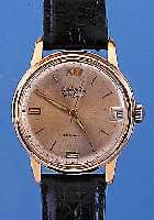 GLASHÜTTE HERRENARMBANDUHR AUTOMAT, REF.-NR.65991, DEUTSCHLAND UM 1958, METALL HARTVERG., EDELST.-BODEN GEDR., VERS. BLATT FL., ZENTRAL-ROTOR, 25 ...