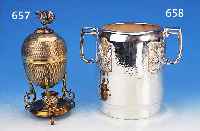 EISWüRFELGEFäß, DEUTSCH, WMF, UM 1910 , METALL VERSILBERT, H. CA. 20.5 CM, RELIEFIERTER FLORALER DEKOR, ...