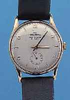 HELVETIA HERRENARMBANDUHR, REF.-NR. 82267, SCHWEIZ/ENGLAND UM 1940, 9KT ROSE-G., BODEN U.GLASR. GEDR., BLATT REST., 17 ST., SELTENES ...