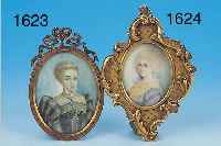 MINIATUR, UM 1900, DEUTSCH, AUF ELFENBEIN, 5.5 CM MIT RAHMEN 11.5 CM, PORTRATI EINER DAME, SEHR SCHöNER MESSINGRAHMEN IM ROKOKOSTIL