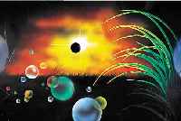 WIMMER, REGINA, GEB. 1966 WIEN, GOUACHE AUF SCHWARZEM PAPIER, CA. 62 X 88 CM, SONNENFINSTERNIS, SIGNIERT GINA, UND DAT. ...