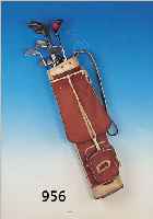 GOLFBAG MIT 9 SCHLäGERN, ENGLAND, TASCHE LEICHT BESCH., DREI DRIVER UND VERSCH. EISEN, ALTERSSCHäDEN, Z.T. KORRODIERT