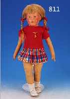 PUPPE, KäTHE KRUSE, AUS DER NACHKRIEGS- PRODUKTION BAD KöSEN, AB 1952, KUNSTSTOFF- KOPF, HANDGEKNüPFTE BLONDE ECHTHAARPERüCKE, BRAUNE ...