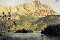 THAMM, WALTER, GEB. 1885 BERLIN, SCHüLER DER AKADEMIE LEIPZIG, SCHüLER VON ORLIK, HIER: EIBSEE UND ZUGSPITZE, ÖL/LWD, RE.U. SIGN., ...