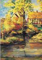 KLASS, TH., MALER DER 1. HäLFTE DES 20. JH., BAUERNGEHöFT AM WASSER, ÖL/LWD, RE. U. SIGN., CA. 65 X 54 CM, R.