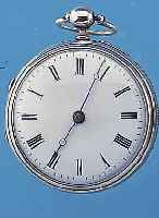 SPINDELHERRENTASCHENUHR, SCHWEIZ UM 1845, NICKEL, GEW. EMAILBL. REP. AUßEN 12, VERG. PLATINENWERK, ANTRIEB üBER KETTE U. SCHNECKE ...