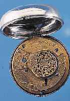 BULLINGFORD SPINDELHERRENTASCHENUHR, REF.- NR. 8042, ENGLAND UM 1836, SILBER M. ÜBERGEH.,HALLMARK BIRMINGHAM, GEW. EMAILBL., VERG. PLATINENW., ...