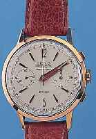 ZENO ARMBANDCHRONOGRAPH, REF.-NR. 5630, SCHWEIZ UM 1962, METALL HARTVERG., EDELST.- BODEN U. GLASR. GEDR., ORIG.-BLATT, 30-MIN.- ...