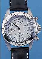 ORFINA ARMBANDCHRONOGRAPH AUTOMATIK, SCHWEIZUM 1998, EDELST. TEILW. POL., TEILW. SAT., BODEN, KRONE U. DRüCKER GESCHR., BEI FERTIGST.WASSERD. ...