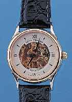 REVUE THOMMEN HERRENARMBANDUHR SKELETTON, REF.-NR. 5414001, SCHWEIZ UM 1995, EDELST. POL., BEIDS. SAPHIRVERGL., KRONE U. LüNETTE HARTVERG., ...
