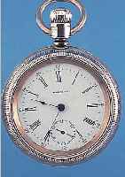 WALTHAM HERRENTASCHENUHR, USA UM 1899, STERLINGSILBER, MASSIV GEH., 2-TEIL. M. VER- SCHR. GLASR. VON CWC CO., EMAILBL. SIGN., FEIN HAARR. ...