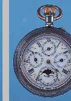 HERRENTASCHENUHR LEPINE, REF.-NR. 27721, SCHWEIZ UM 1902, STAHL BRüN., EMAILBL. M. GOLDGEPR. MINUTERIE, VOLLKALENDERANZ. INCL. MONDPHASE, ...