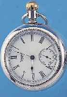 WALTHAM HERRENTASCHENUHR, USA UM 1890, STERLINGSILBER, 2. GEH., SCHWERE AUSF., BODEN U. GLASR. GESCHR., ORIG.-EMAILBL. SIGN., FEIN HAARR., ...