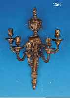 PAAR WANDLEUCHTER, ÖSTERREICH/UNGARN, UM 1860/70, BRONZEGUß, EMPIRESTIL MIT BAROCKEN ELEMENTEN, RESTE ALTER VERGOLDUNG, VER- SCHRAUBUNG ...