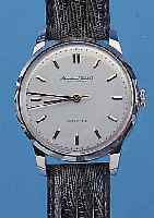 IWC HERRENARMBANDUHR AUTOMATIK, REF.-NR. 1290959, SCHWEIZ UM 1951, EDELST., BODEN U. GLASR. GEDR., AUßER LEDERB. ORIG.-ZUSTAND, BLATT MATT ...