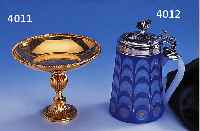 ANBIETSCHALE, 925ER SILBER, VERGOLDET, CA. 355 G, RILLENDEKOR UND PERLLEISTENVERZ., H CA. 13 CM, GEBR.SPUREN