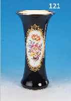 VASE, MEISSEN, UM 1880, 1. WAHL, PORZELLAN, KOBALTBLAU GLASIERT, IN GOLDGERAHM-TER KARTUSCHE FEINE BUNTE BLUMENBOUQUETMALE- REI, ...