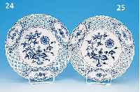 ZIERTELLER, MEISSEN, UM 1890, 1. WAHL, PORZELLAN, BLAUES ZWIEBELMUSTER, RAND IN DURCHBRUCHARBEIT, D. CA. 20,5 CM