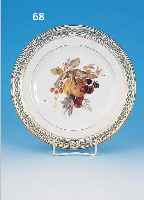 TELLER, MEISSEN, UM 1860-80, 1. WAHL, PORZELLAN, RAND IN DURCHBRUCHARBEIT, MITTIG FEINE BUNTE MALEREI EINES OBSTBOUQUETS, D. CA. 22 CM