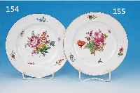 FLACHER TELLER, MEISSEN, UM 1840-50, 1. WAHL, PORZELLAN, REICHE BUNTE BLUMENMALEREI, LEICHT BERIEBEN, GOLDRAND, D. CA. 24 CM