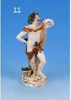 PORZELLANFIGUR, MEISSEN, UM 1870-80, 1. WAHL, BACCHUS, BUNT BEMALT, TEILREST., H. CA. 14,5 CM