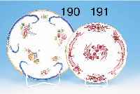 ZIERTELLER, SèVRES, 1768, PORZELLAN, RELIEFIERT UND BLAU STAFFIERT, BUNTE BLUMEN- MALEREI, GOLDRAND, D. CA. 24 CM