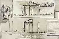 KUPFERSTICH, PIRANESI, 18. JH., DETAILANSICHTEN EINER ANTIKEN RUINE, DOPPELBLATT MIT BUGFALTE, CA. 39 X 59 CM