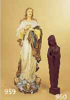 MADONNA, MüNSTER, UM 1955-60, EICHE, SIGN. M. K., L. ALTERSSPUREN, H. 74 CM