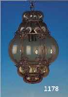 DECKENLAMPE, FRANKREICH, UM 1900, BERNSTEINFARBENES GLAS IN DIE DRAHTFORM GEBLASEN, EINE BRENNSTELLE, ELEKTR. ER- NEUERT, H. ...