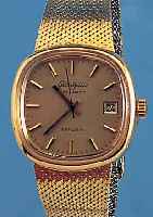 GLASHÜTTE HERRENARMBANDUHR, SPEZIMATIC, METALLGEH. VERG., EDELST.-BOD. GEDR., AB HER- ST. WASSERGESCH., ORIG.-EDELST.-BAND DOUBLE, DAT., ...