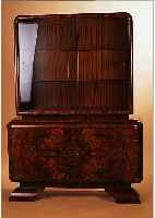 VITRINE, DEUTSCH, 30ER JAHRE, , NUßBAUMWURZELFURNIER, RESTAURIERT, 164 X 120 X42 CM