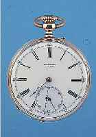 HERRENTASCHENUHR LEPINE, REF.-NR. 64575, SCHWEIZ/SCHWEDEN UM 1890, ROSE-G. 585/000 BER., EMAILBL. M. VERKäUFERSIGN. (CARL OLSEN, CARLSTAD), ...