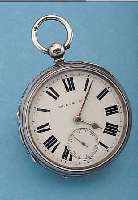 J. STONE HERRENTASCHENUHR LEPINE, REF.-NR. 135, ENGLAND UM 1834, STERLINGSILBER, SCHLüS- SELAUFZUG, HALLMARK VON CHESTER, 2-TEIL. EMAILBL. ...