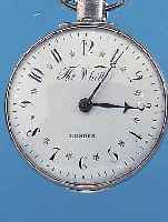 THOMAS WHITT LONDON SPINDELHERRENTASCHENUHR, ENGLAND UM 1810, NICKELGEH., GEW. EMAILBL. SIGN., L. BESCH. BEI 11, VERG. PLATINENWERK, ANTRIEB ...