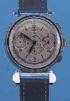 LANDERON ARMBANDCHRONOGRAPH, REF.-NR. 388751SCHWEIZ UM 1939, METALL HARTVERCHR., SCHAR- NIERBANDANST., ART DECO, EDELST.-BODEN U. GLASR. ...