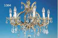 DECKENLEUCHTER, ITALIEN, 30ER JAHRE, GLASUMMANTELTE MONTUREN, REICHER FACETTIERTER GLASBEHANG, 10 BRENNSTELLEN, H. CA. 55 CM, D. CA. 65 ...