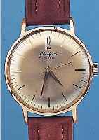 GLASHÜTTE HERRENARMBANDUHR, REF.-NR. 163725,DEUTSCHLAND UM 1965, METALL ROT VERG., EDEL- ST.-BODEN GEDR., 17 ST., ANKERRUNDWERK, HAND- AUFZUGKAL. ...