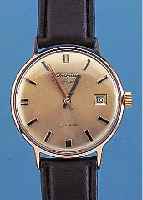GLASHÜTTE HERRENARMBANDUHR SPEZIMATIC, DEUTSCHLAND UM 1966, METALL VERG., BER., EDELST.-BODEN GEDR., DATUM, 26 ST., KAL. 75- 711, ...