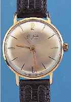 GLASHÜTTE HERRENARMBANDUHR, REF.-NR. 212848,DEUTSCHLAND UM 1964, METALL GELB VERG., EDEL- ST.-BODEN GEDR., BER., LEDERB. NEU, 17 ST., ...