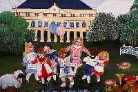 KLUTH, ERIKA, *1920 BERLIN, BEKANNTE NAIVE KüNSTLERIN, BETEILIGTE SICH AN ZAHLREICHEN AUSSTELLUNGEN, HIER: KINDERREIGEN IM SCHLOSS- PARK, ...