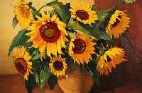 NYKERK, A. V., HOLLäNDISCHER KüNSTLER, 1. HäLFTE 20. JH., PRACHTVOLLE SONNENBLUMEN IN VASE, ÖL/LWD., SIGN., R. (DIESER BESCH.)