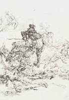 SLEVOGT, MAX, 1868 - 1932, 2 LITHOGRAPHIEN 1915/18, 33 X 25.5 CM, AUS CORTEZ: DIE EROBERUNG MEXIKOS, AUF ...