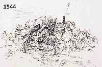 SLEVOGT, MAX, 1868 - 1932, 2 LITHOGRAPHIEN 1915/18, 33 X 25.5 CM, AUS CORTEZ: DIE EROBERUNG MEXIKOS, AUF ...