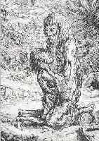 WEBER, A., PAUL, 1893 - 1980, ORIGINALLITHO, 25.9 X 17.8 CM, TOD DES EINSIEDLERS, AUF VELIN, IM STEIN SIGNIERT, RüCKSEITIG ...
