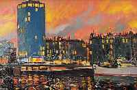 BERGMANN, ZWEITE HäLFTE 20. JH., NäCHTLICHERHAFEN, ÖL/LWD./HARTFASER, SIGN., 50 X 80 CM, R.